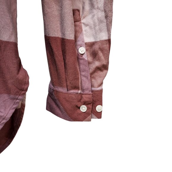 Ava & Viv Size XXL Pink Brown Womens Plaid Button-Down long Sleeve Shirt - Picture 4 of 7